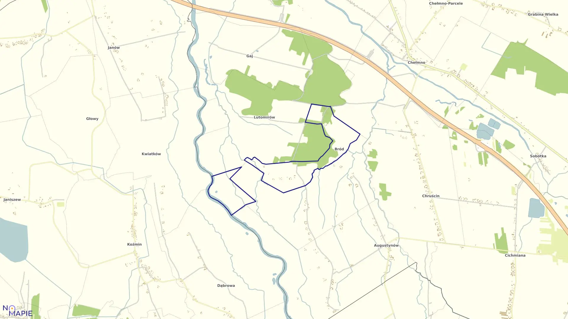 Mapa obrębu BRÓD w gminie Dąbie
