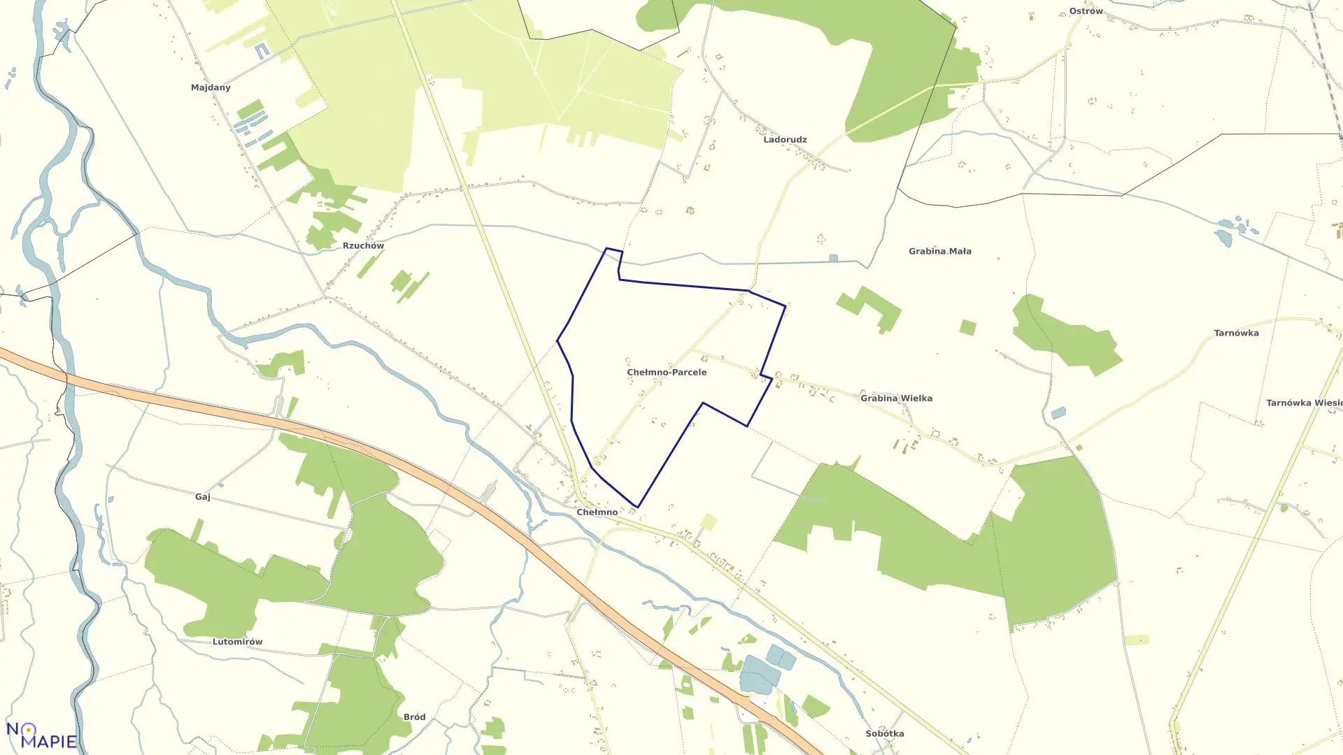 Mapa obrębu CHEŁMNO PARCELE w gminie Dąbie