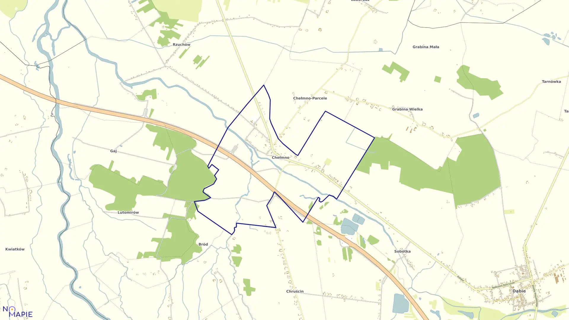 Mapa obrębu CHEŁMNO WIEŚ w gminie Dąbie