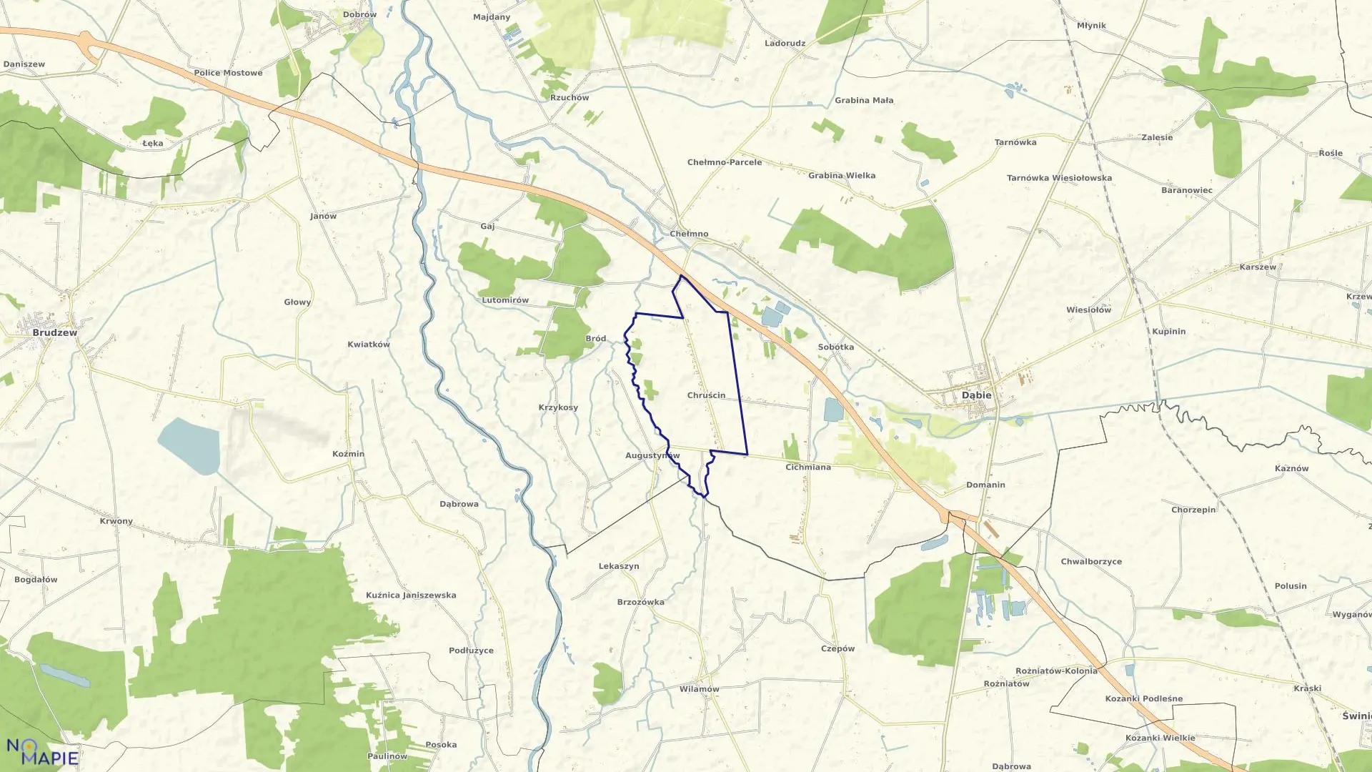 Mapa obrębu CHRUŚCIN w gminie Dąbie