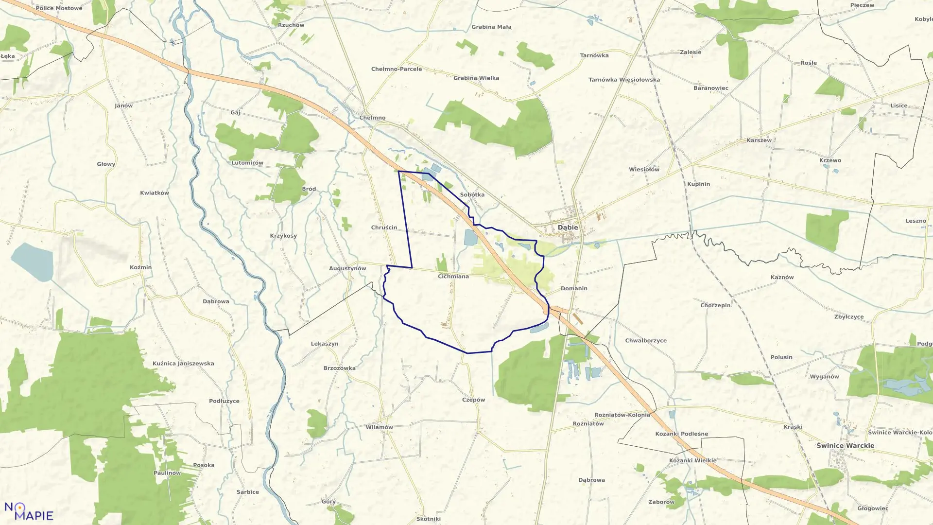 Mapa obrębu CICHMIANA w gminie Dąbie