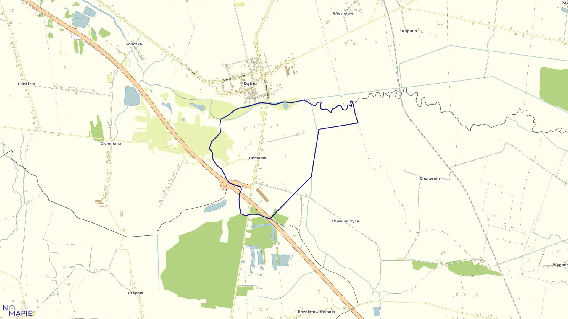 Mapa obrębu DOMANIN w gminie Dąbie