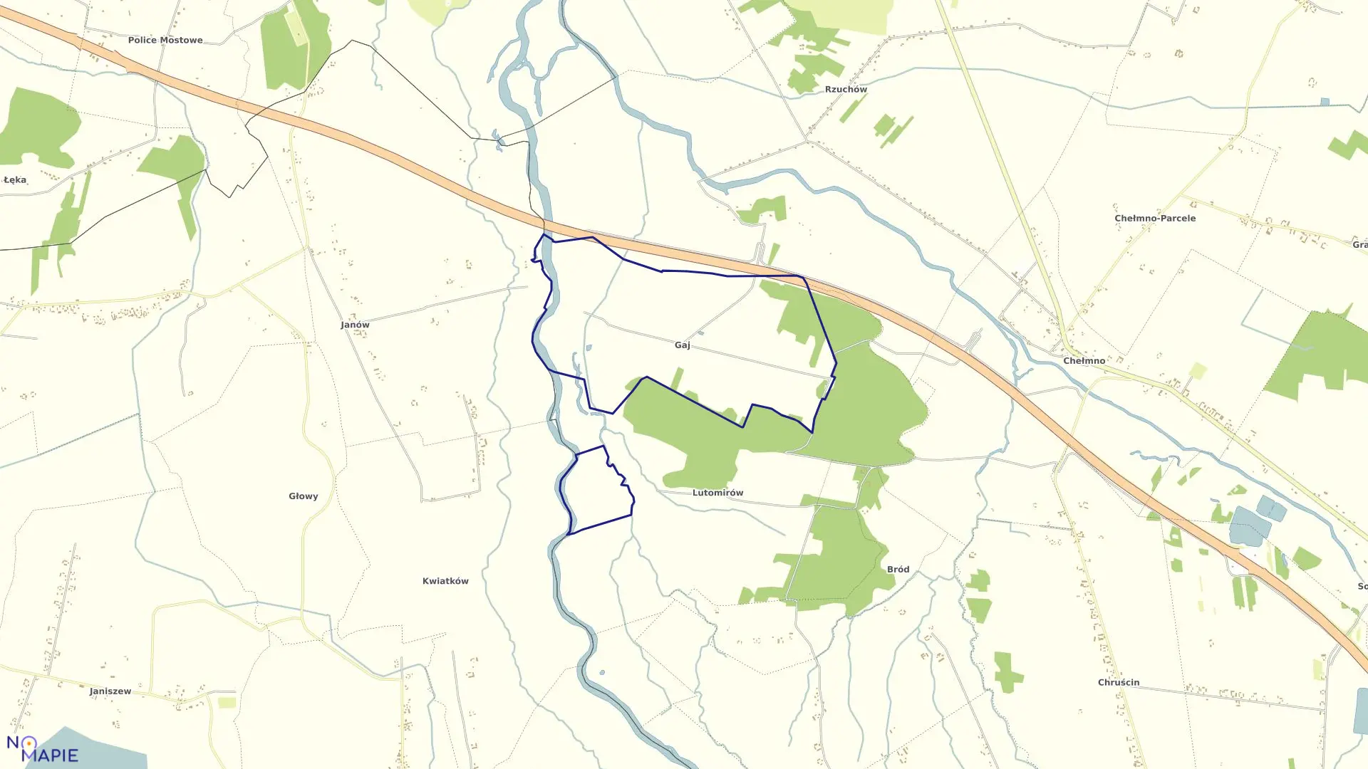 Mapa obrębu GAJ w gminie Dąbie